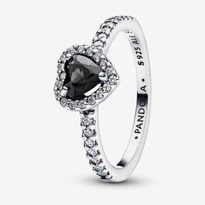 Pandora Elevated Black Heart Ring